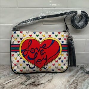 NWOT Brighton Love & Joy Hand Painted Rainbow of Colors Crossbody Purse
